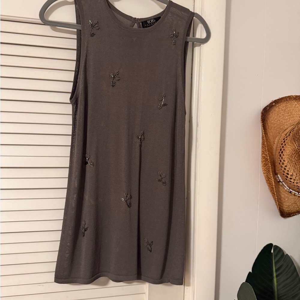 BCBGMaxAzria Charcoal Sleeveless Tank Top